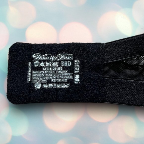 Vanity Fair Women’s Black and White Sexy Lace Full Figure Bra Size 38D - Picture 3 of 3